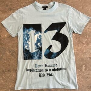 BoohooMAN Ltd Ed “13” Your Homme Tee XS Blue Men’s Streetwear